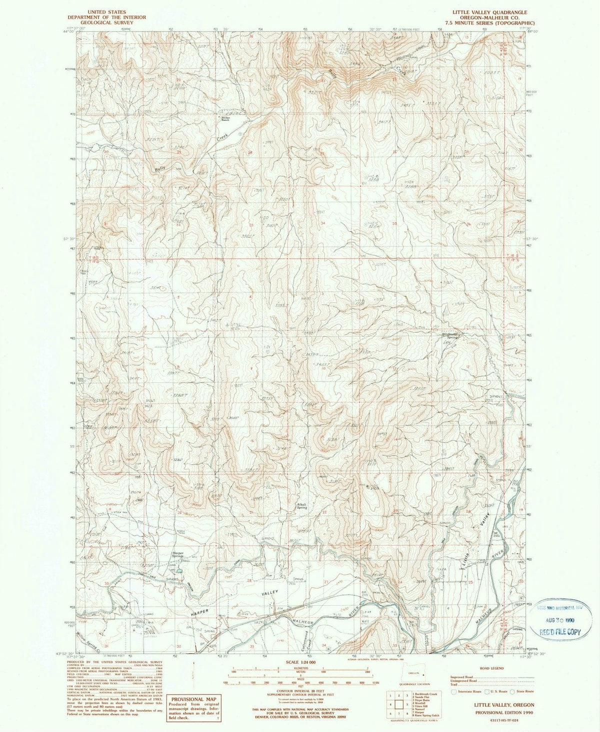 1990 Little Valley, OR - Oregon - USGS Topographic Map