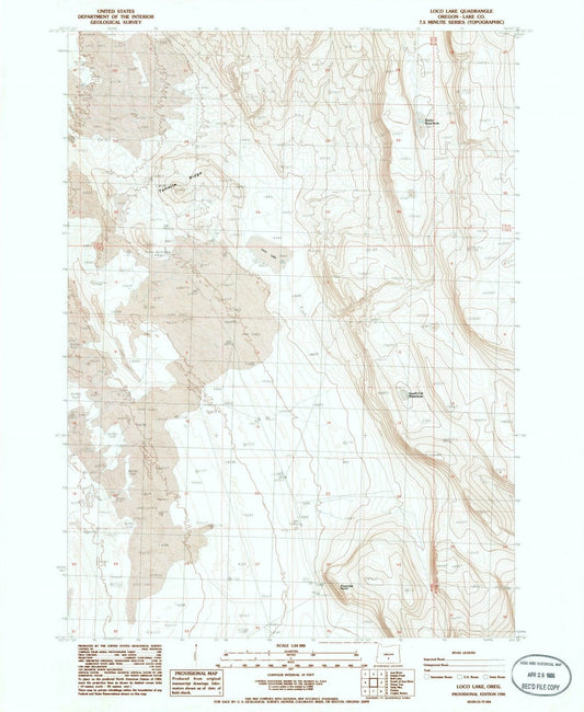 1986 Loco Lake, OR - Oregon - USGS Topographic Map