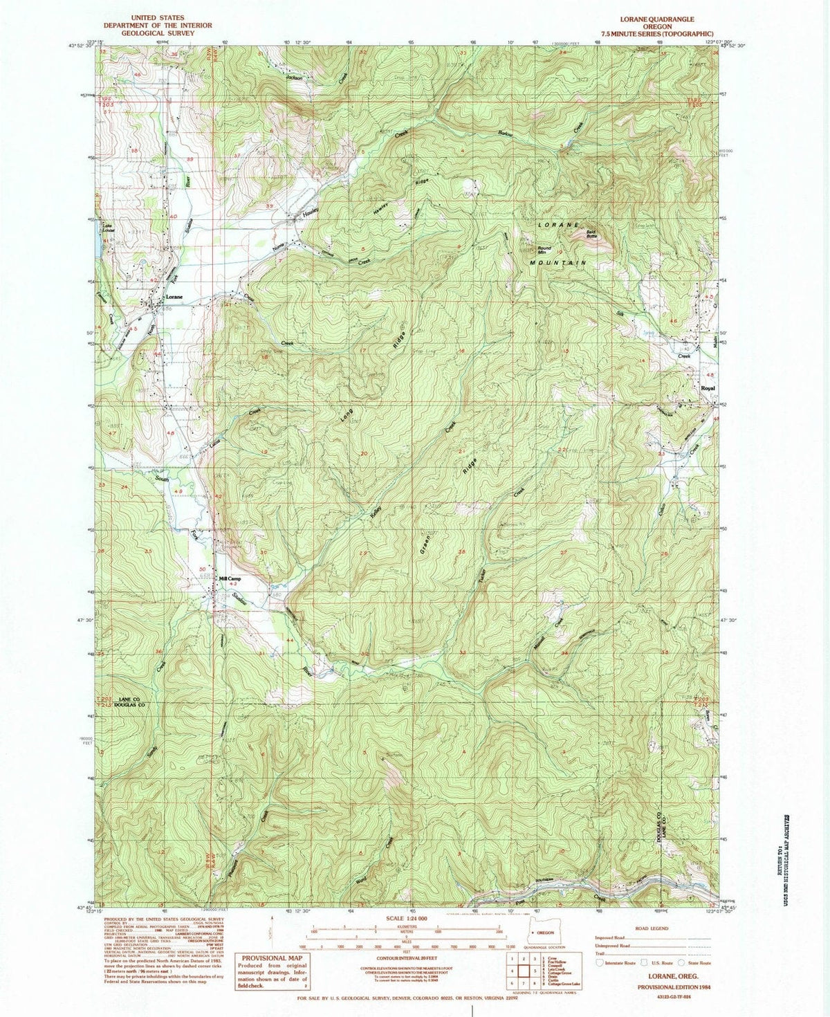 1984 Lorane, OR - Oregon - USGS Topographic Map