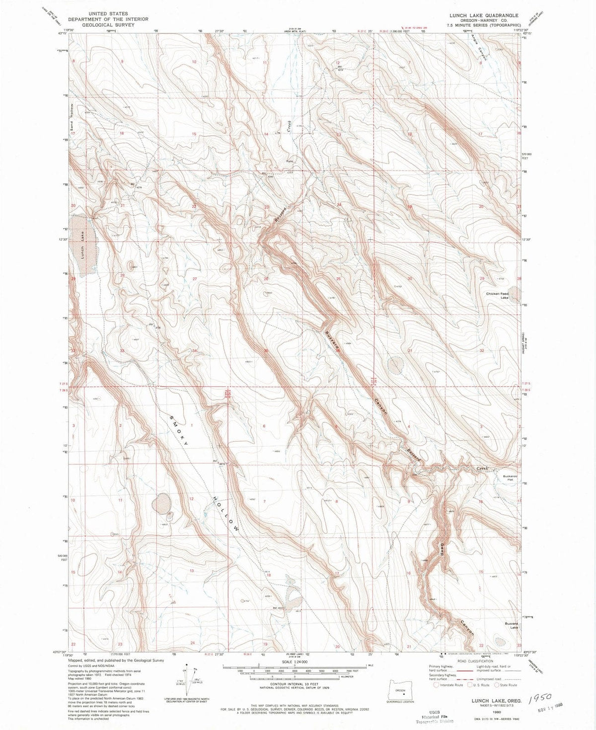 1980 Lunch Lake, OR - Oregon - USGS Topographic Map