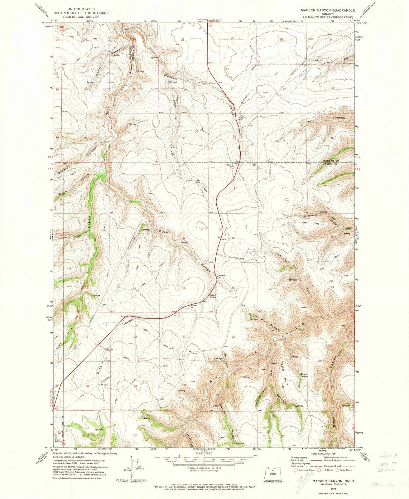 1970 Macken Canyon, OR - Oregon - USGS Topographic Map