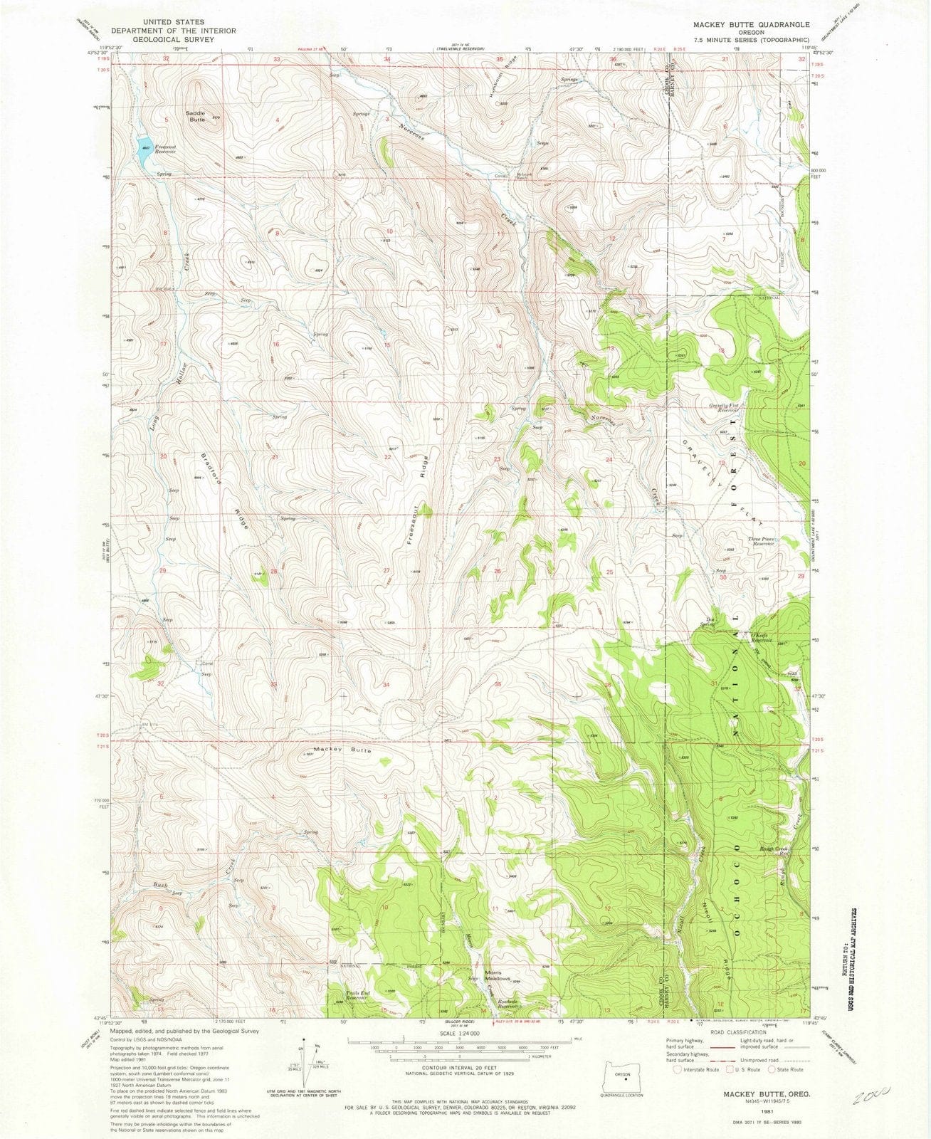 1981 Mackey Butte, OR - Oregon - USGS Topographic Map