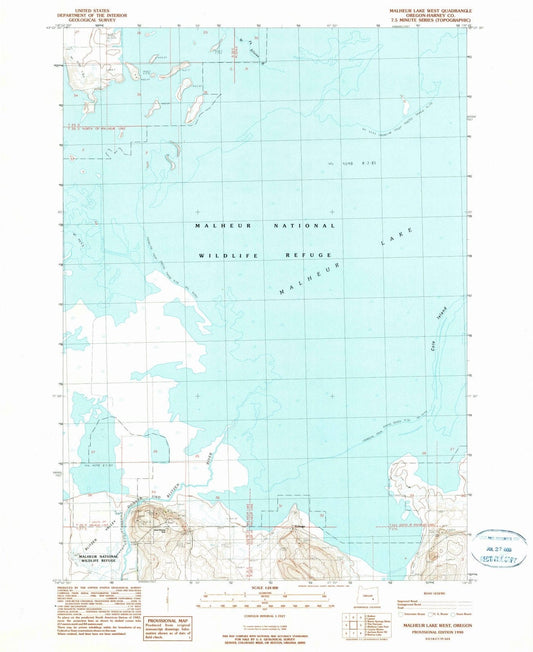 1990 Malheur Lake West, OR - Oregon - USGS Topographic Map