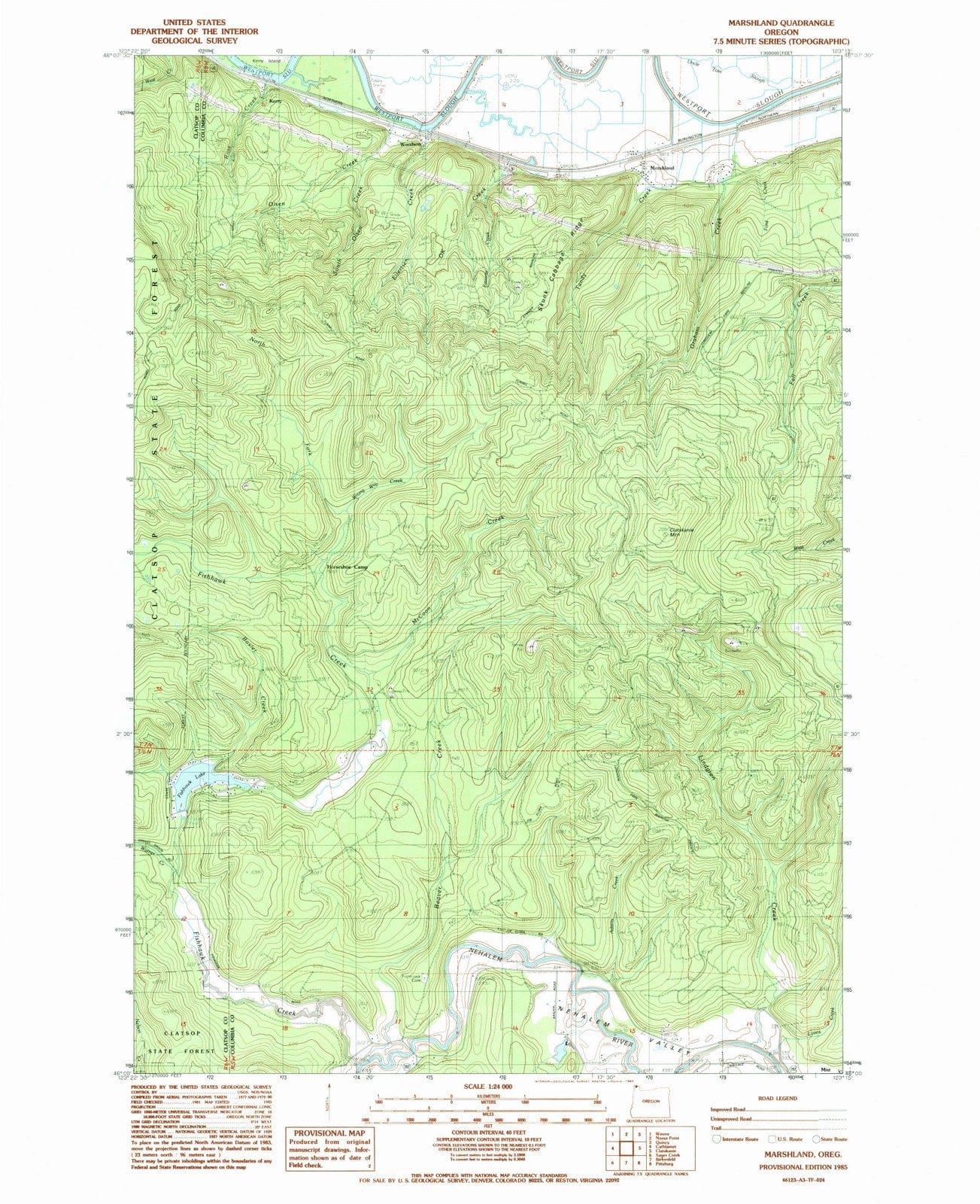 1985 Marshland, OR - Oregon - USGS Topographic Map