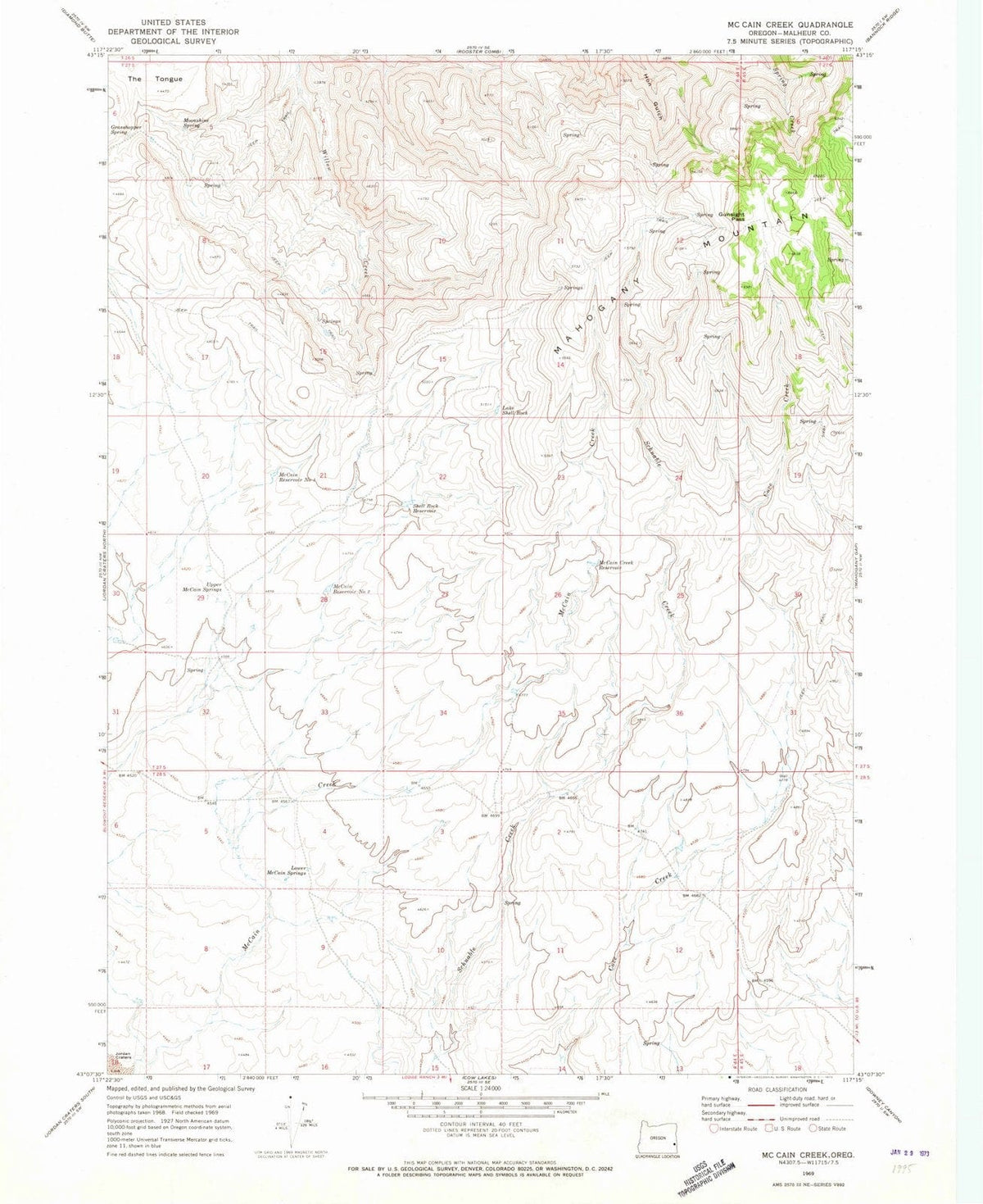 1969 Mc Cain Creek, OR - Oregon - USGS Topographic Map