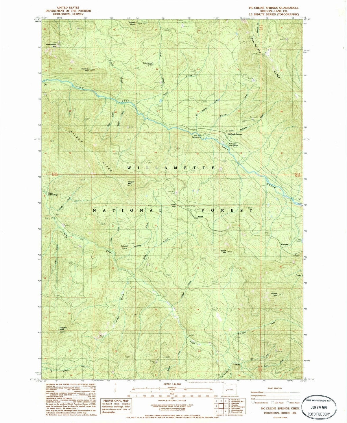 1986 Mc Credie Springs, OR - Oregon - USGS Topographic Map