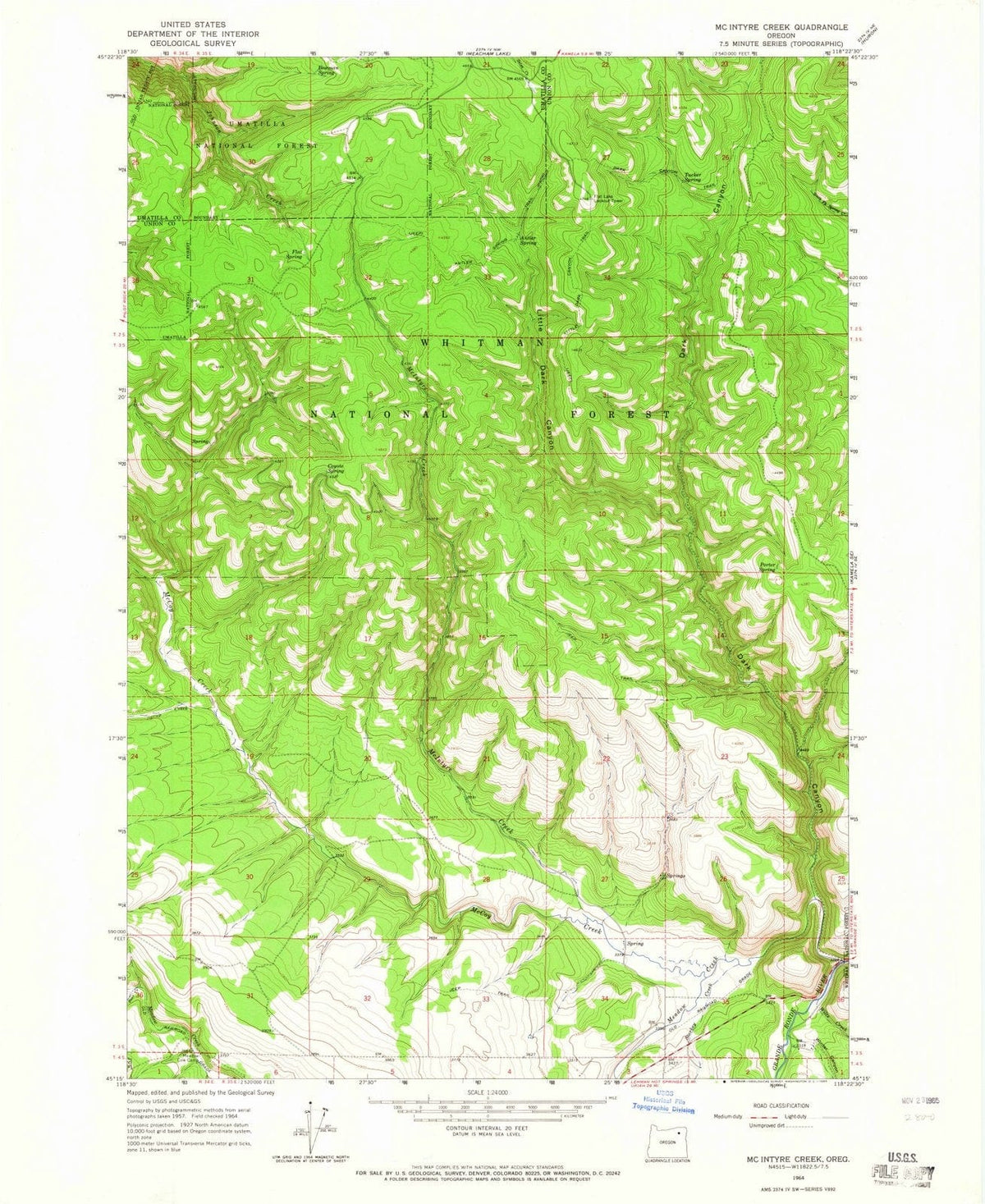 1964 Mc Intyre Creek, OR - Oregon - USGS Topographic Map