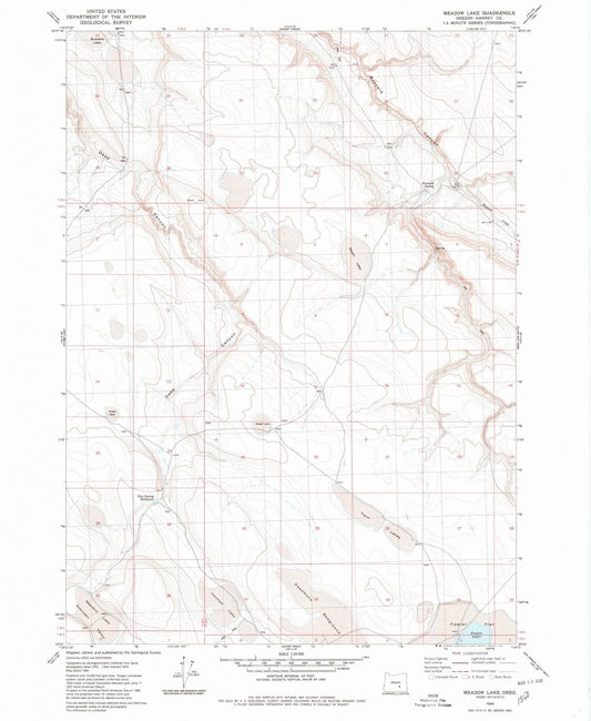 1980 Meadow Lake, OR - Oregon - USGS Topographic Map