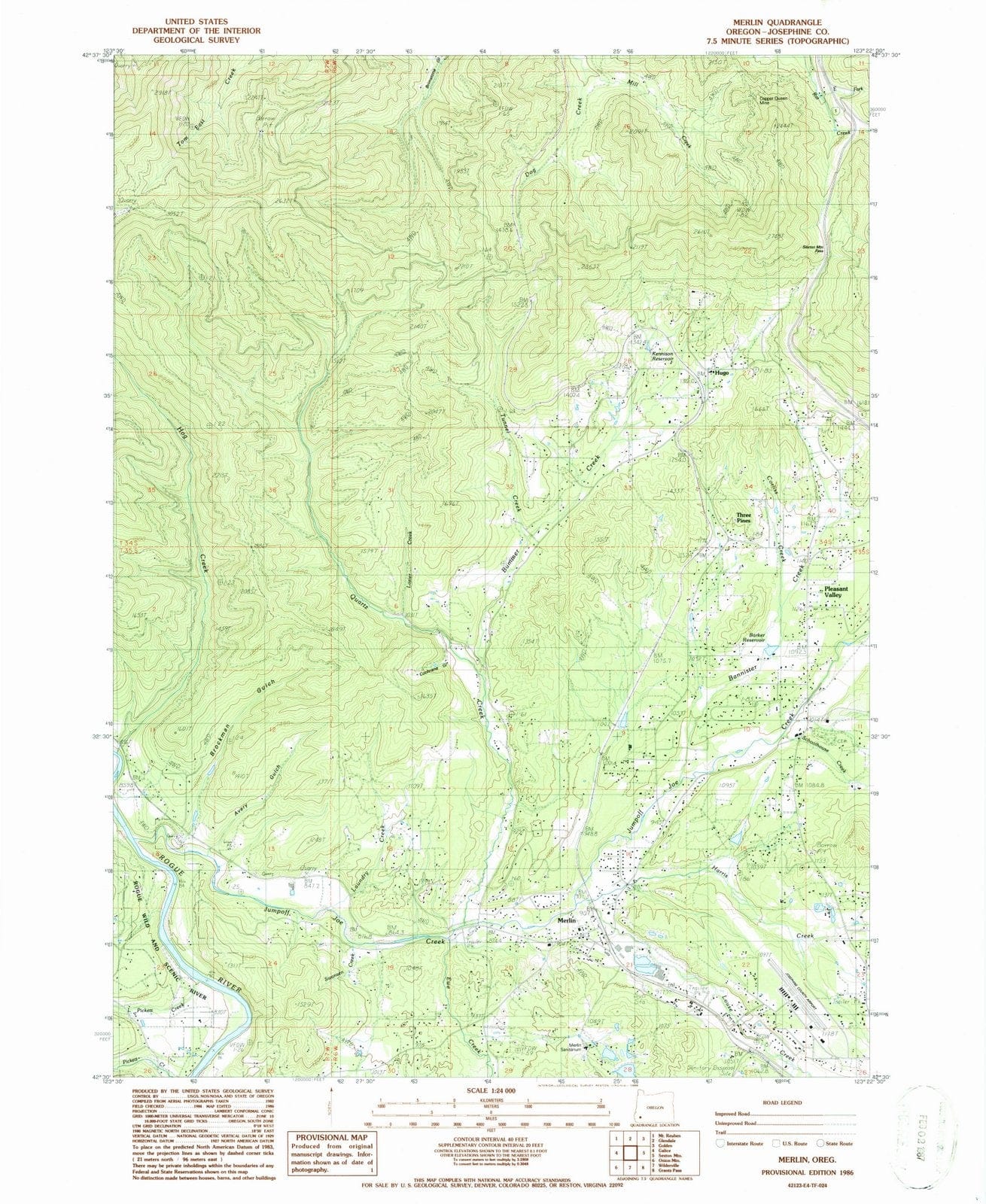 1986 Merlin, OR - Oregon - USGS Topographic Map