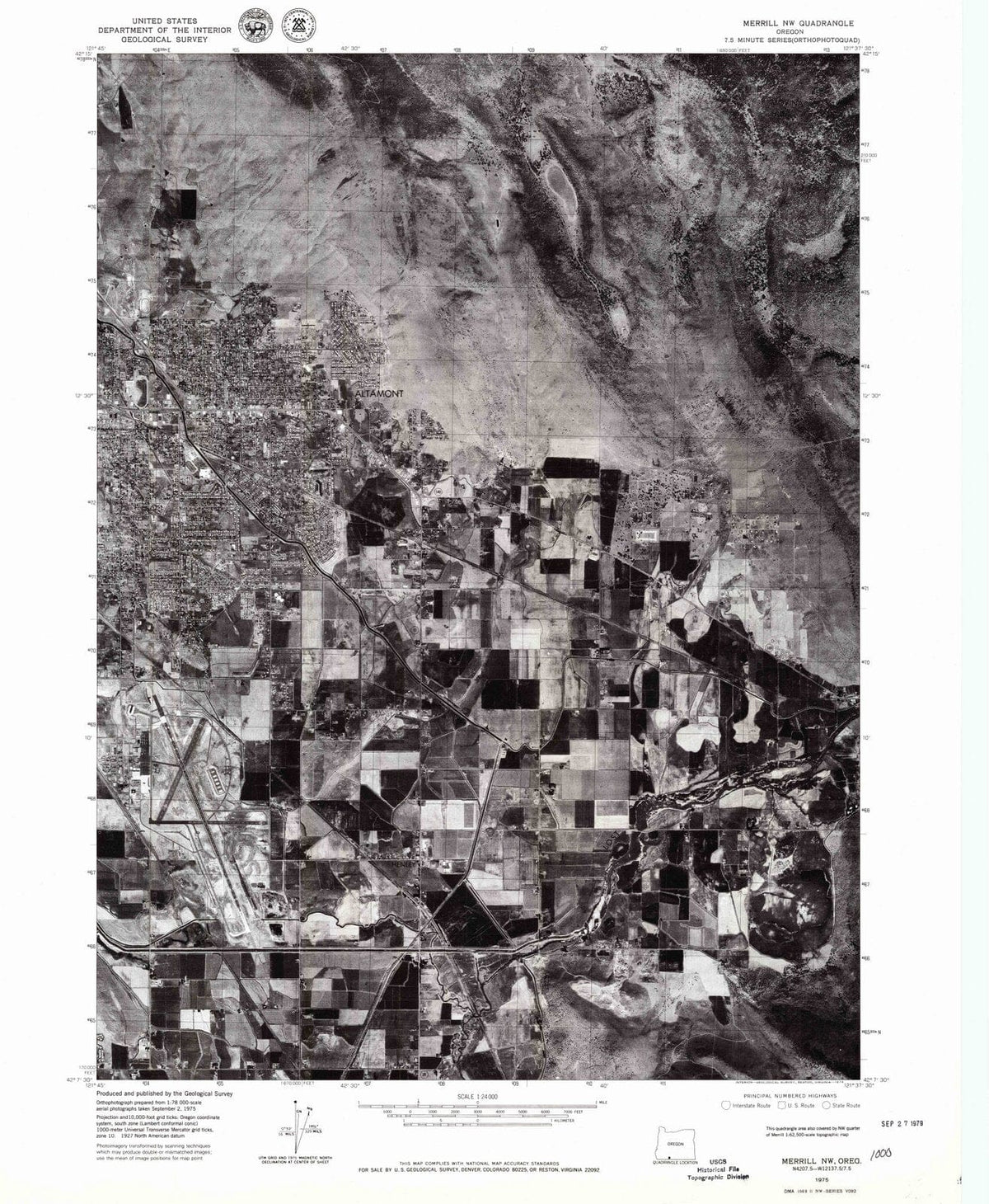 1975 Merrill, OR - Oregon - USGS Topographic Map
