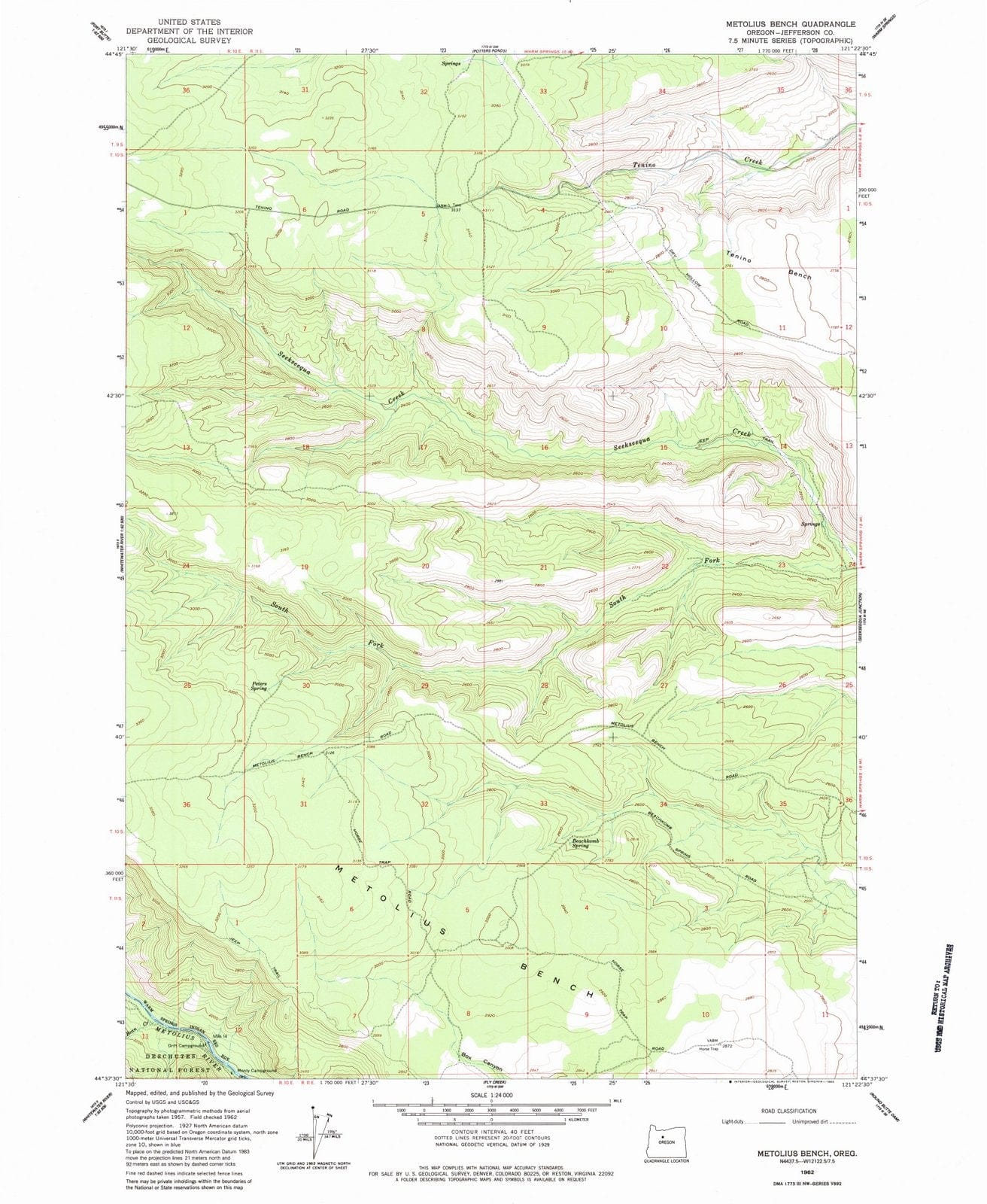 1962 Metolius Bench, OR - Oregon - USGS Topographic Map