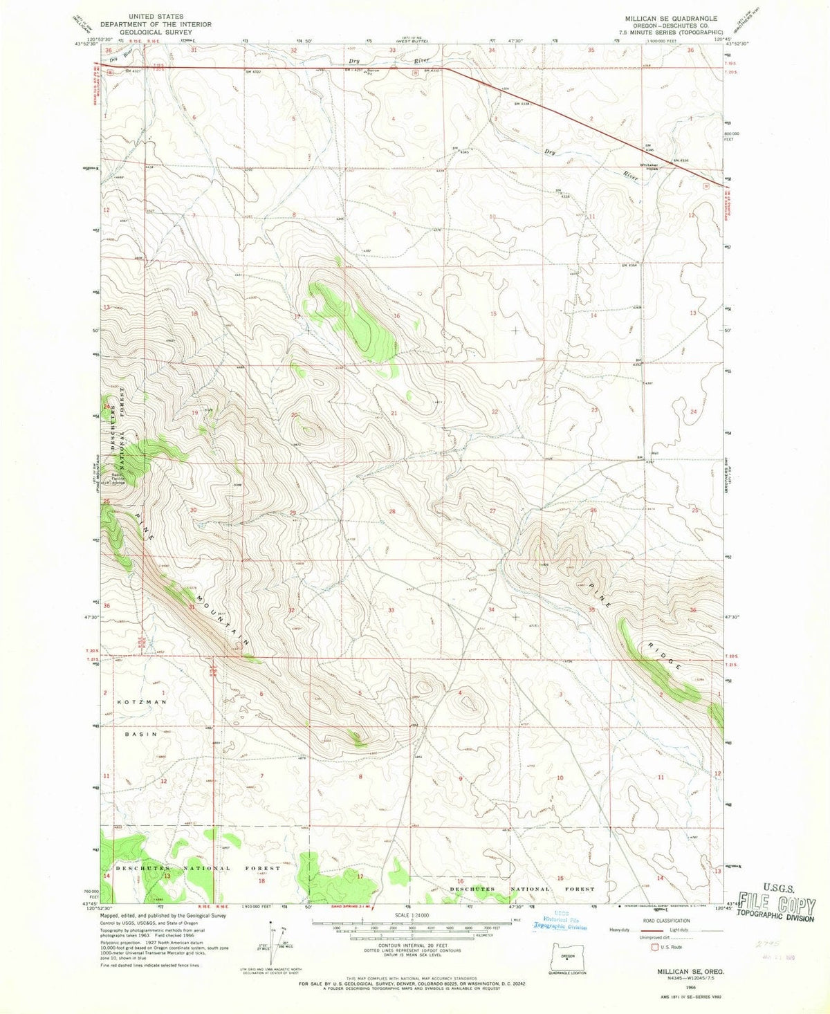 1966 Millican, OR - Oregon - USGS Topographic Map