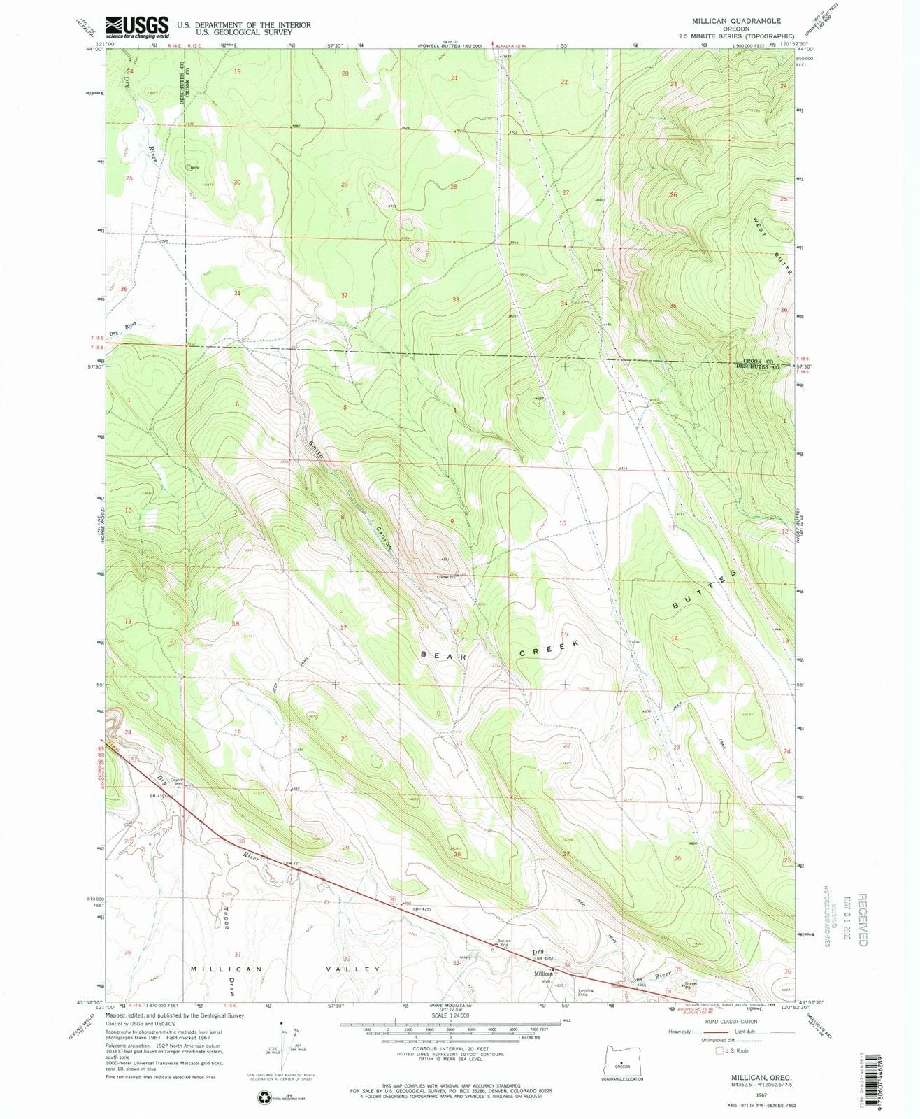 1967 Millican, OR - Oregon - USGS Topographic Map
