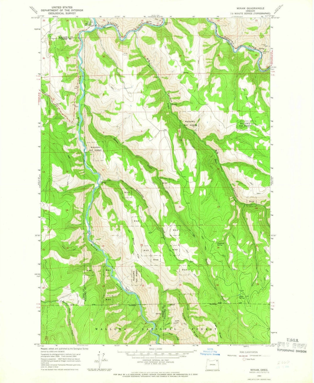 1964 Minam, OR - Oregon - USGS Topographic Map