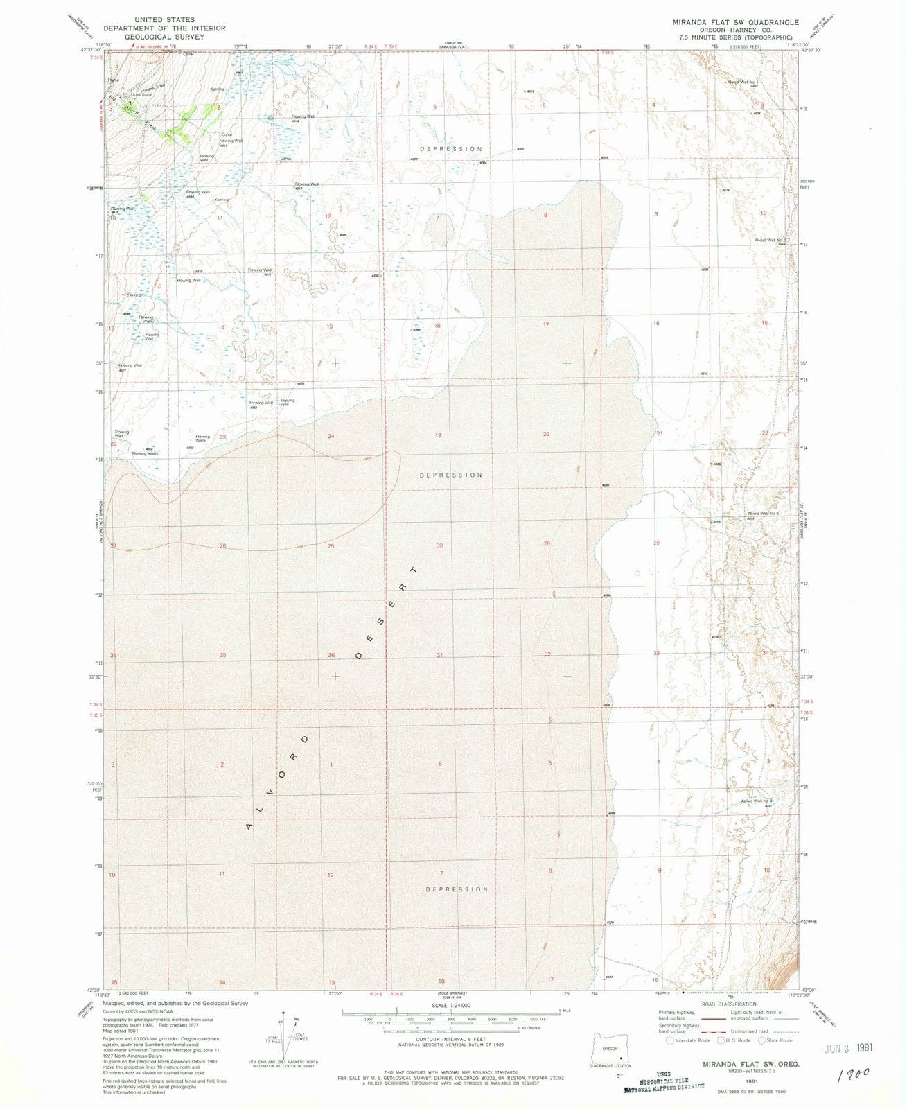 1981 Miranda Flat, OR - Oregon - USGS Topographic Map v2