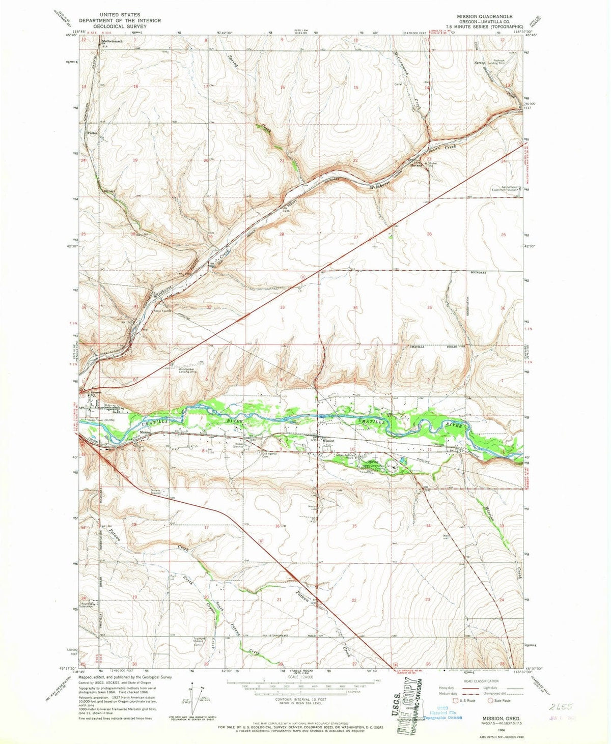 1966 Mission, OR - Oregon - USGS Topographic Map