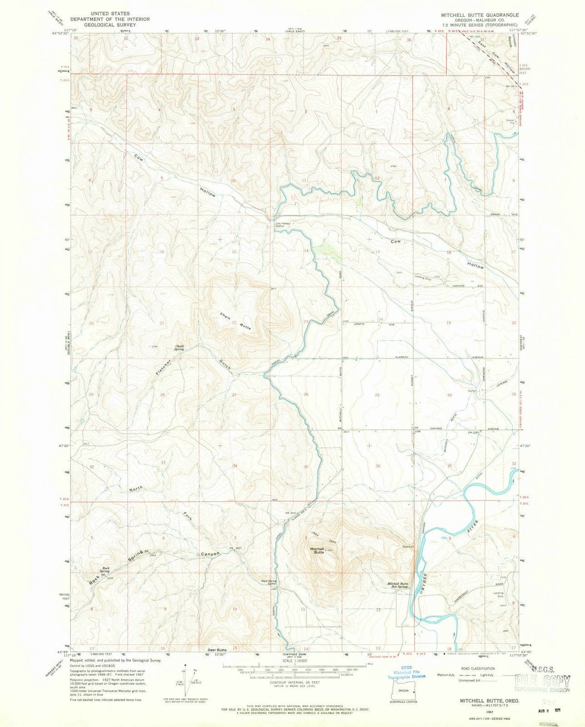 1967 Mitchell Butte, OR - Oregon - USGS Topographic Map