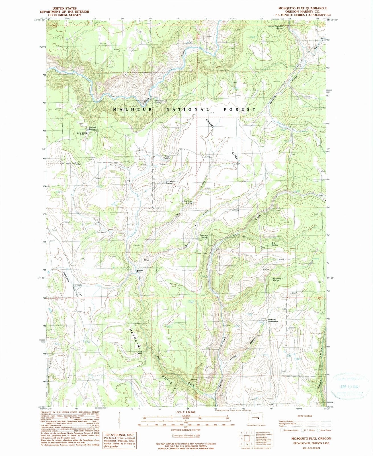 1990 Mosquito Flat, OR - Oregon - USGS Topographic Map