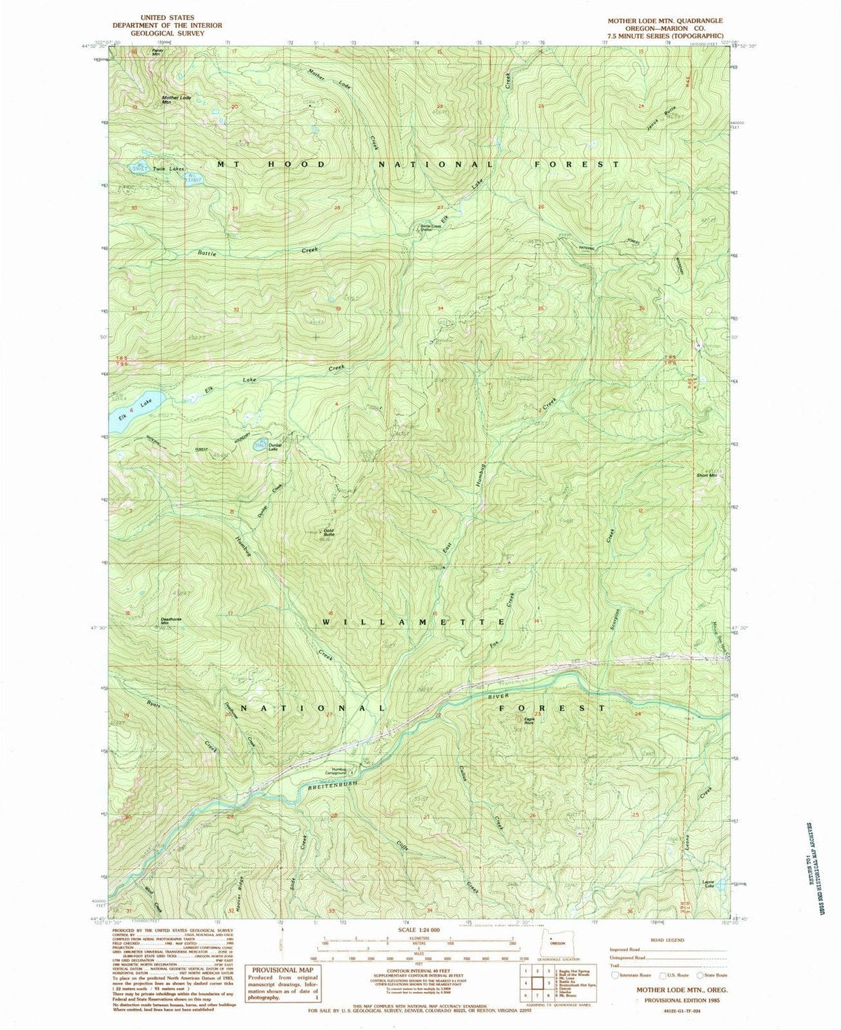 1985 Mother Lode MTN, OR - Oregon - USGS Topographic Map