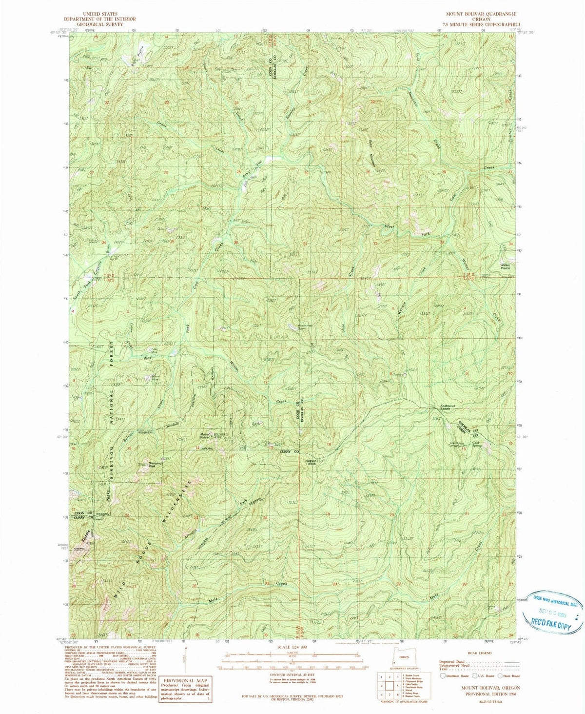 1990 Mount Bolivar, OR - Oregon - USGS Topographic Map