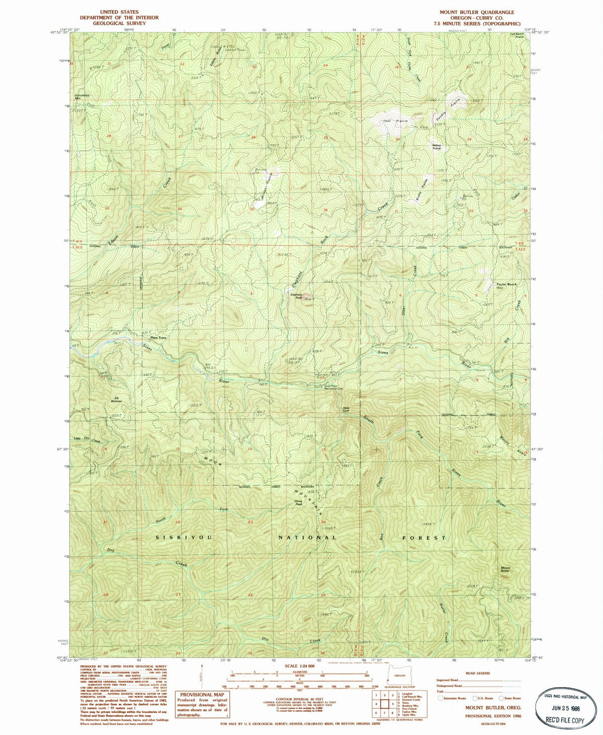 1986 Mount Butler, OR - Oregon - USGS Topographic Map