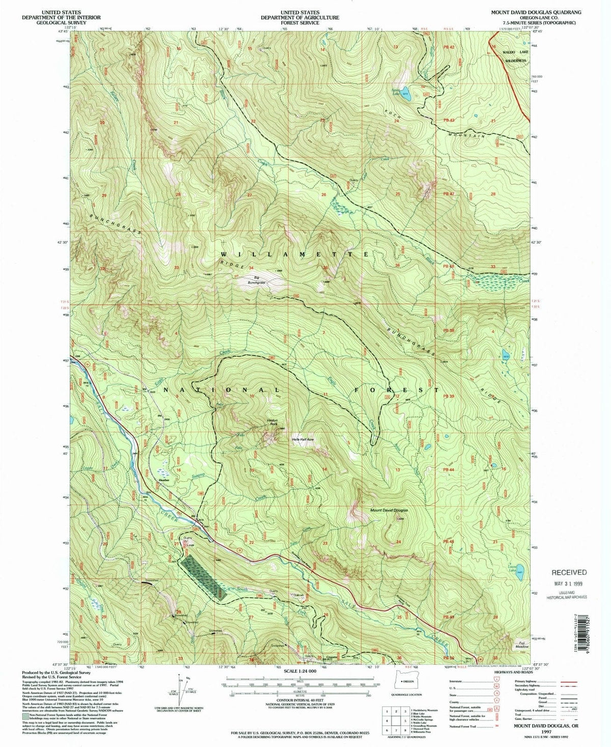 1997 Mountavidouglas, OR - Oregon - USGS Topographic Map