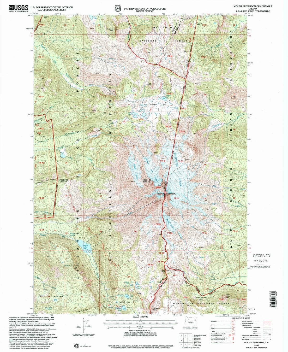 1997 Mount Jefferson, OR - Oregon - USGS Topographic Map