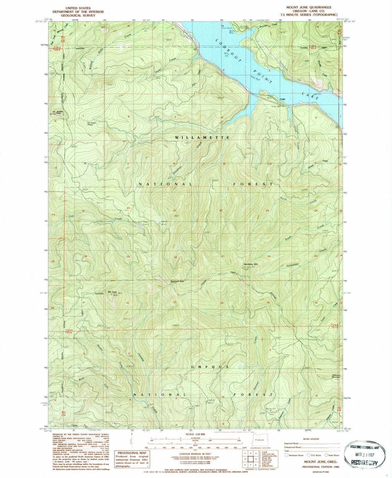 1986 Mount June, OR - Oregon - USGS Topographic Map