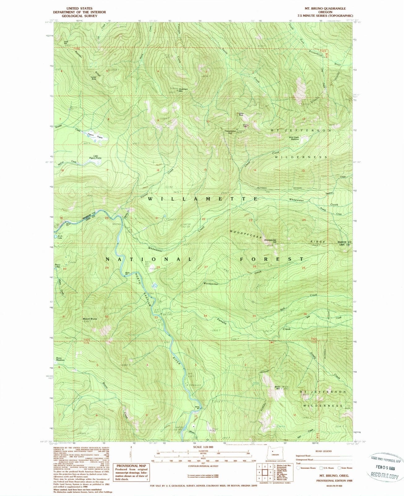 1988 Mt. Bruno, OR - Oregon - USGS Topographic Map