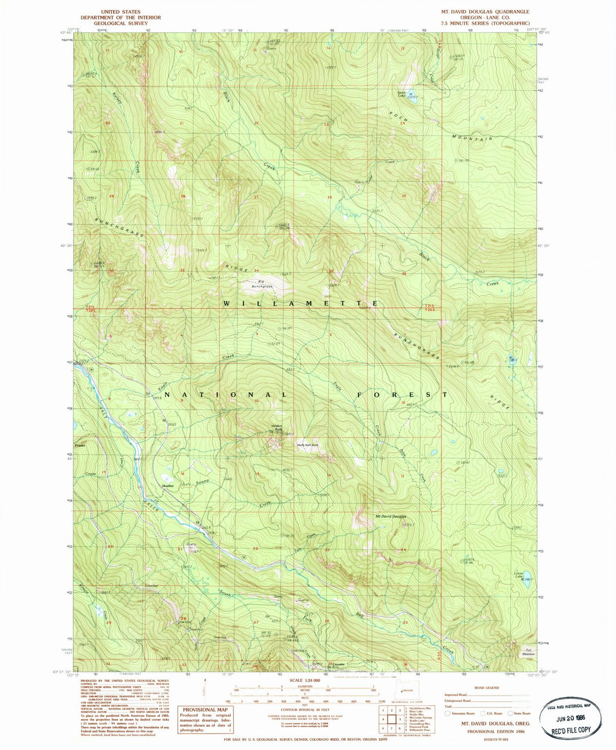1986 Mt.avidouglas, OR - Oregon - USGS Topographic Map