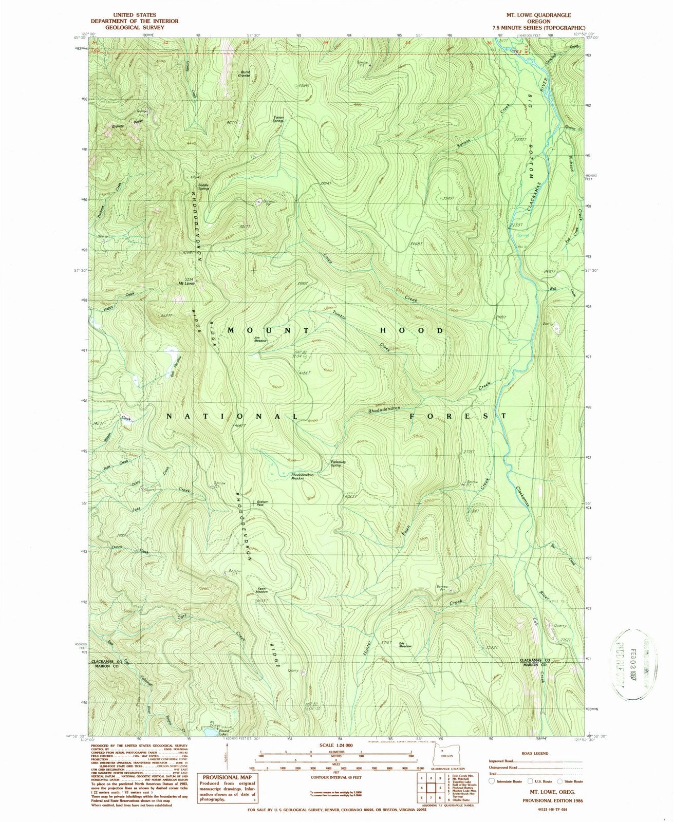 1986 Mt. Lowe, OR - Oregon - USGS Topographic Map