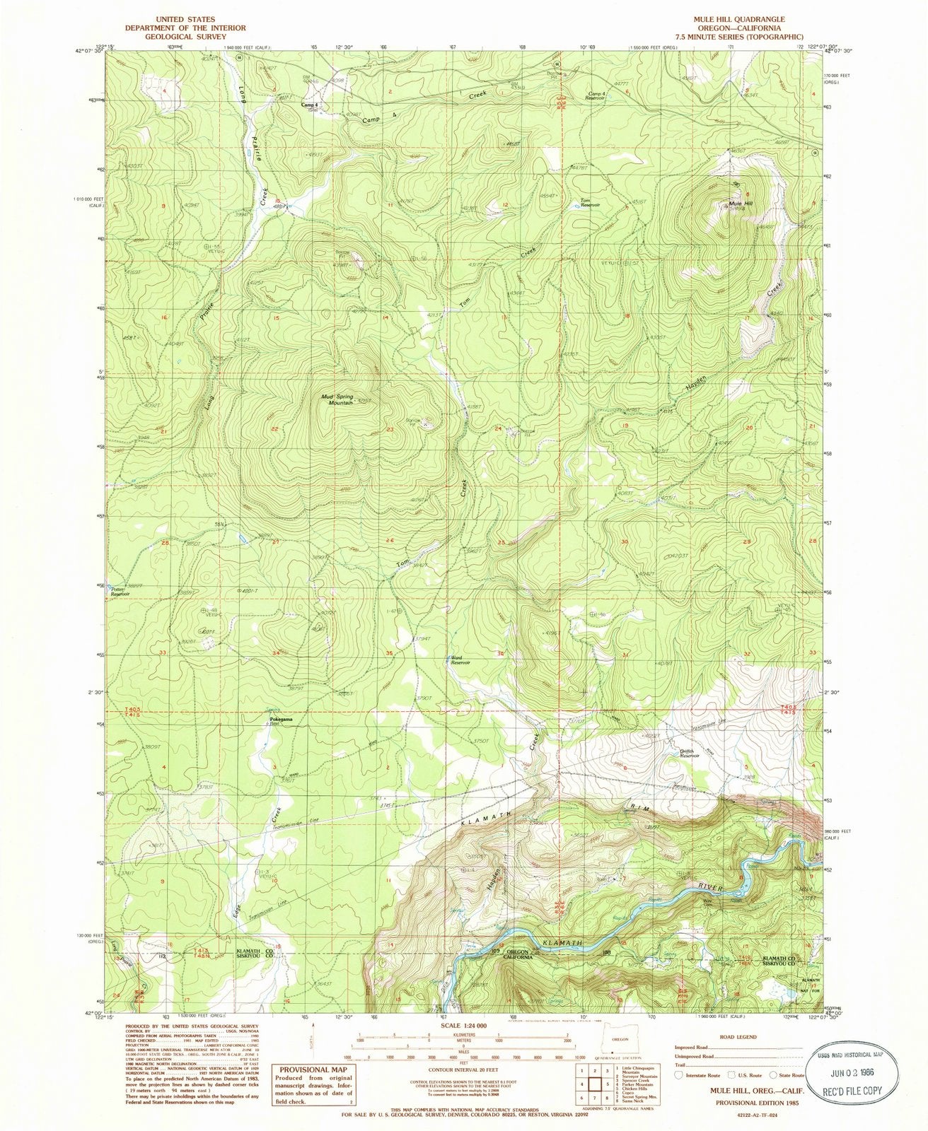 1985 Mule Hill, OR - Oregon - USGS Topographic Map