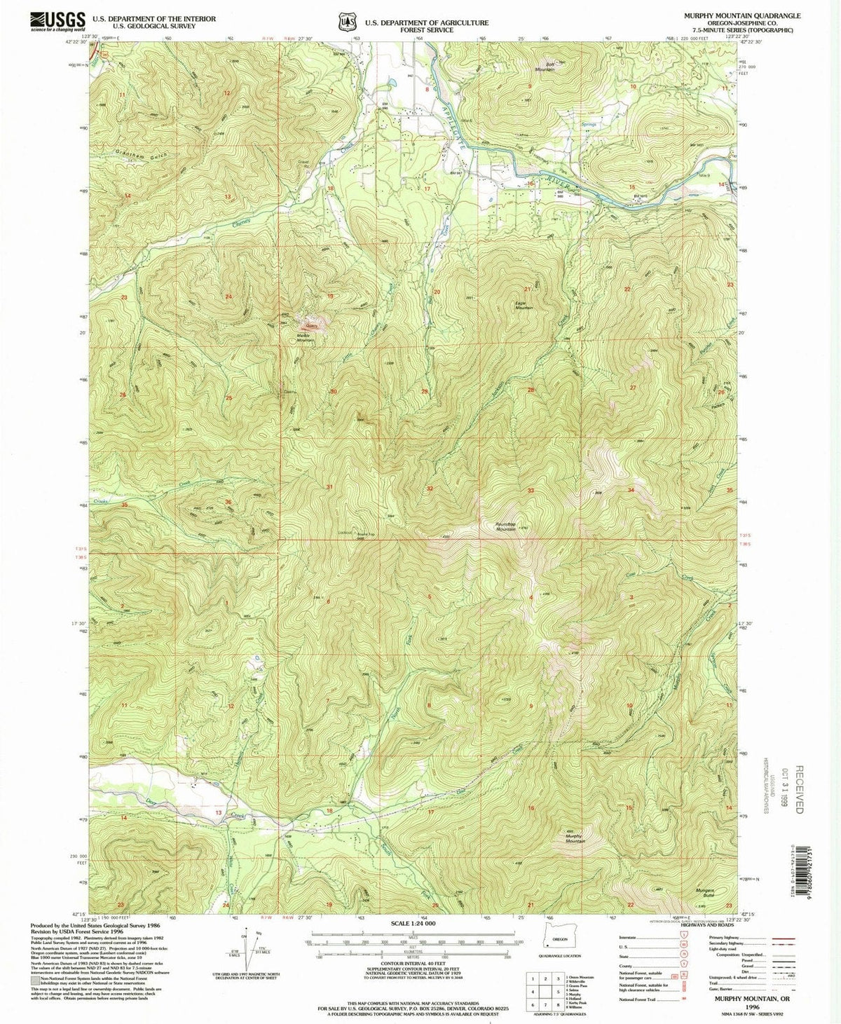 1996 Murphy Mountain, OR - Oregon - USGS Topographic Map