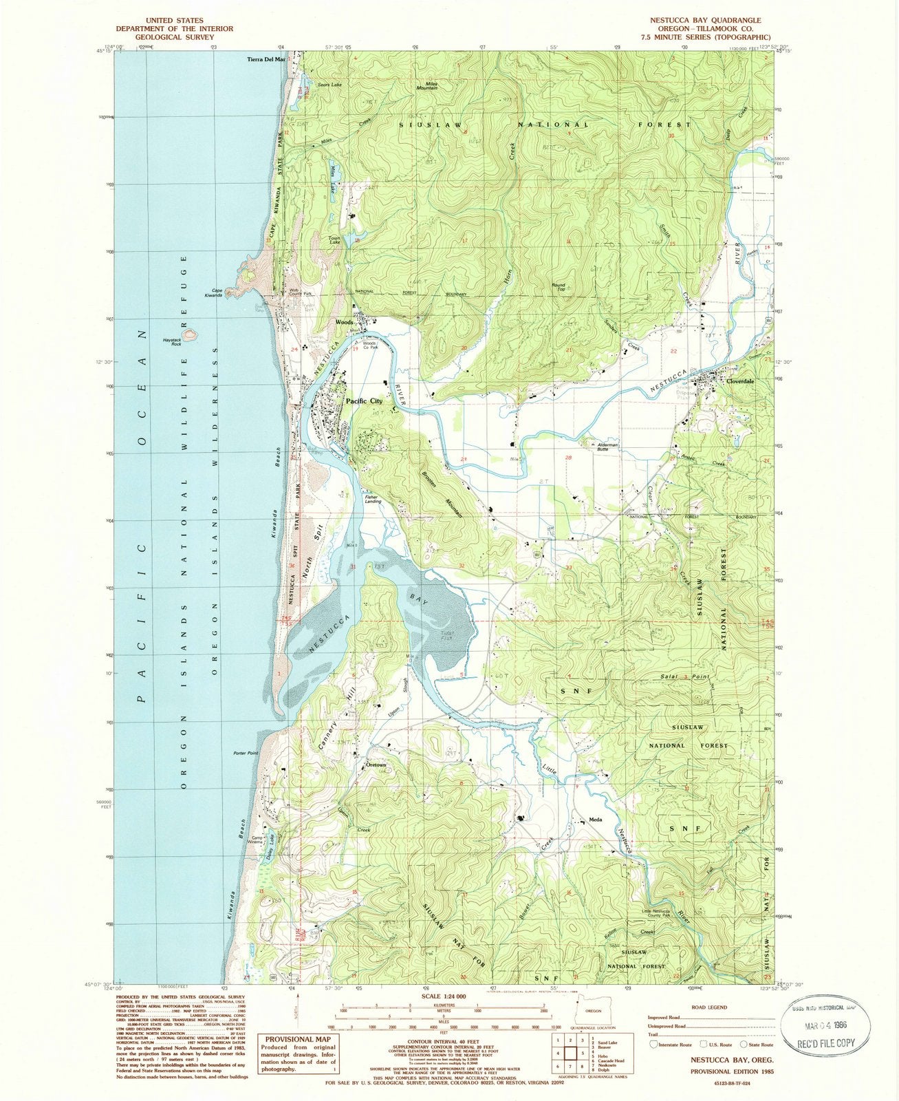 1985 Nestucca Bay, OR - Oregon - USGS Topographic Map