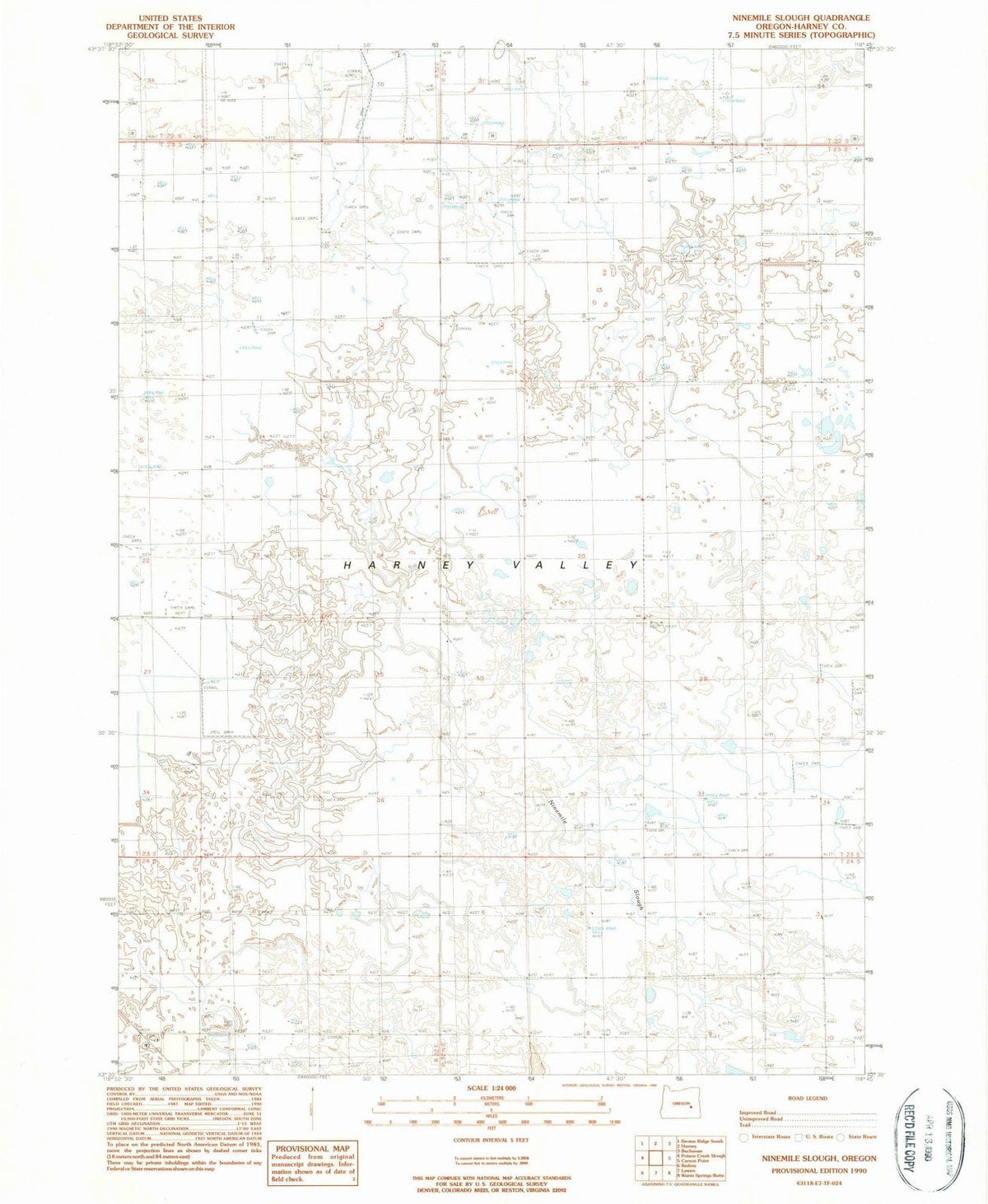 1990 Ninemile Slough, OR - Oregon - USGS Topographic Map
