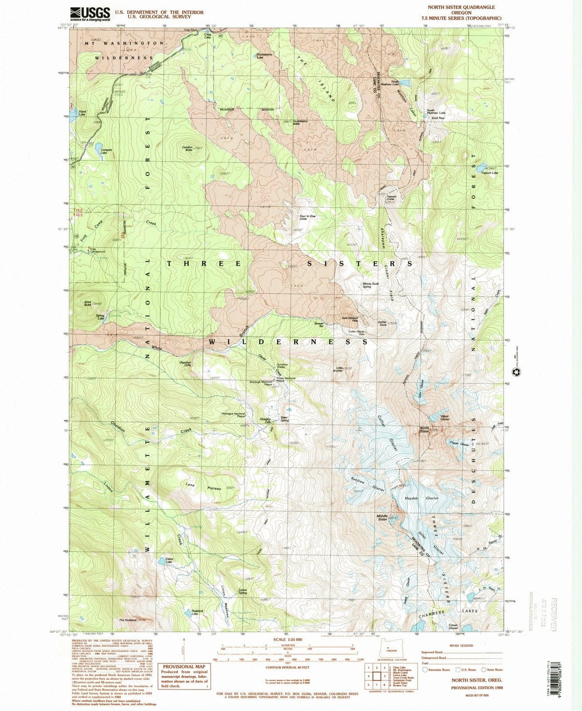 1988 North Sister, OR - Oregon - USGS Topographic Map