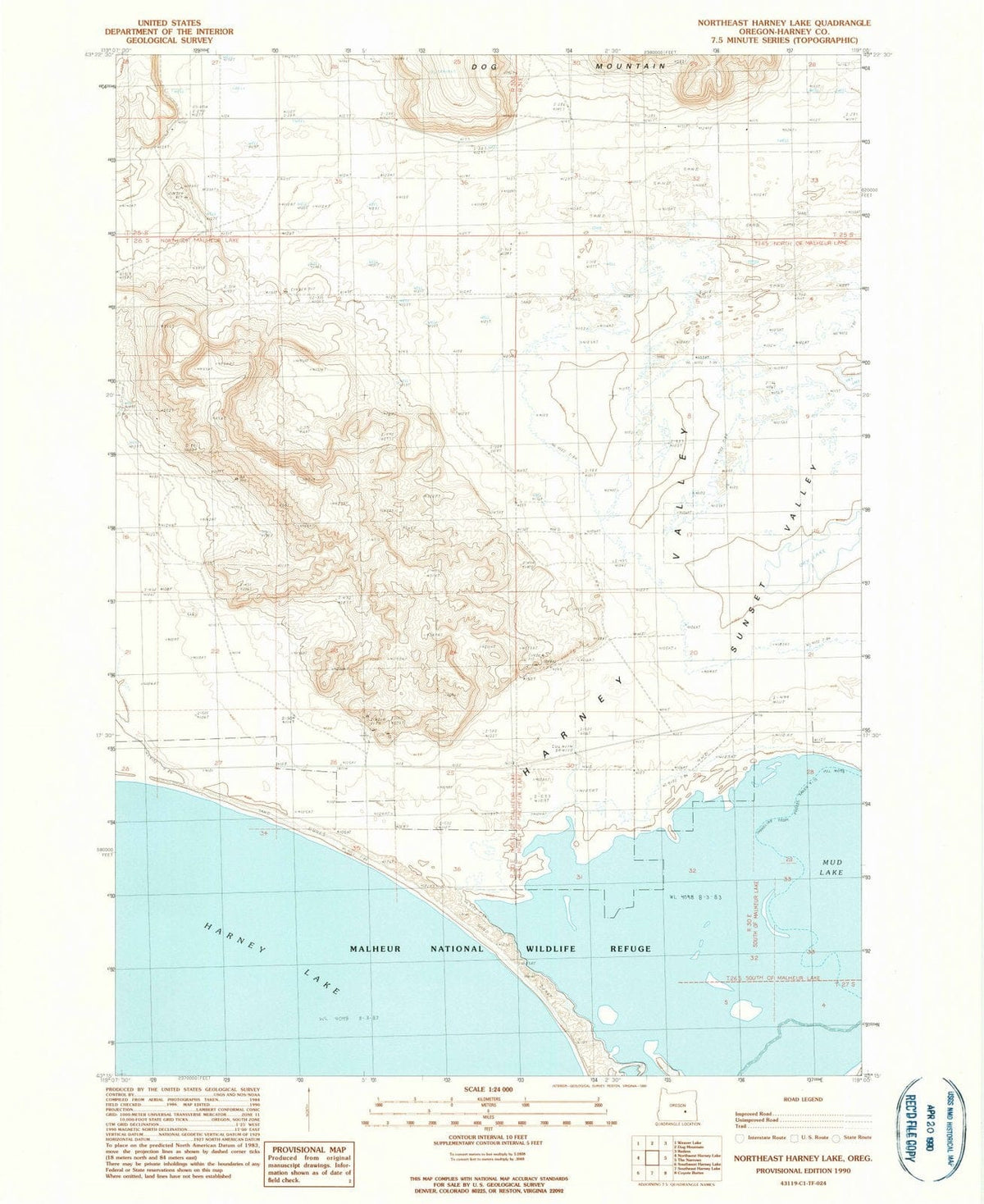 1990 Northeast Harney Lake, OR - Oregon - USGS Topographic Map