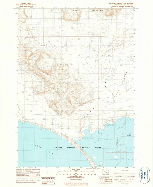 1990 Northeast Harney Lake, OR - Oregon - USGS Topographic Map