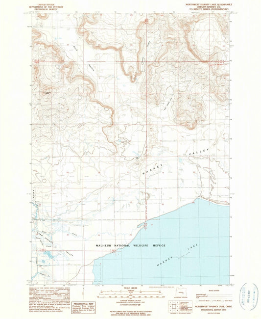 1990 Northwest Harney Lake, OR - Oregon - USGS Topographic Map