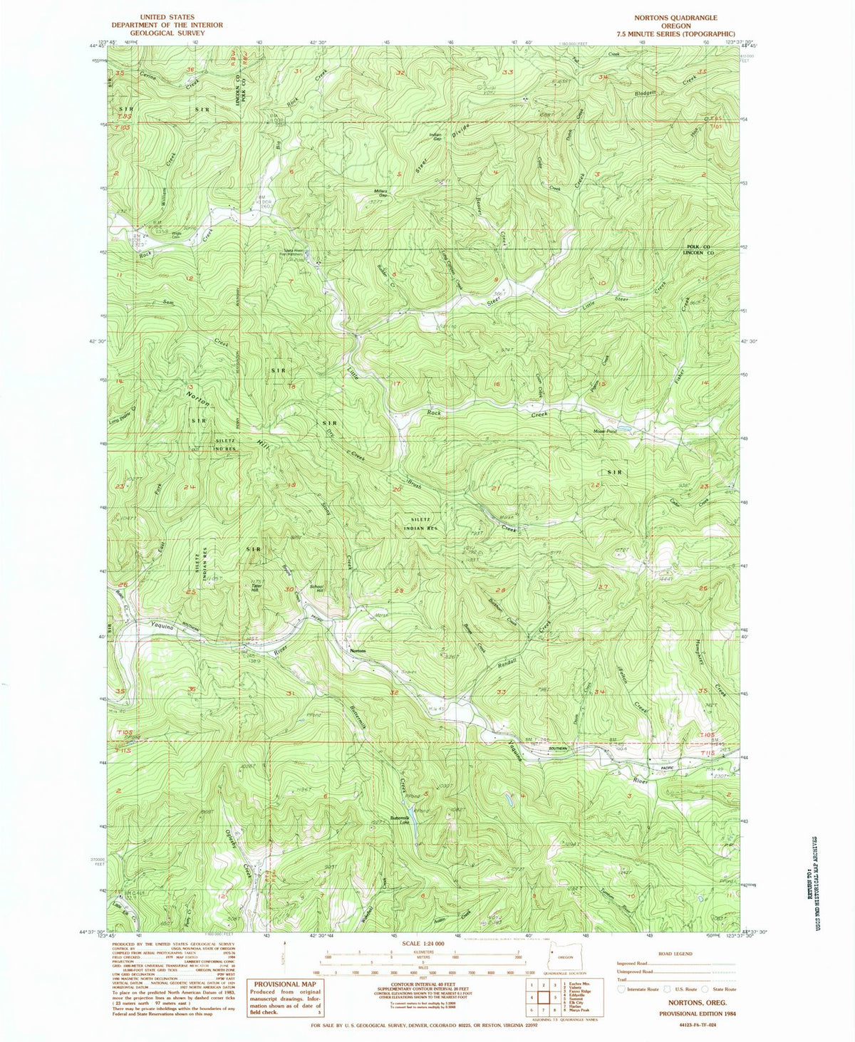 1984 Nortons, OR - Oregon - USGS Topographic Map