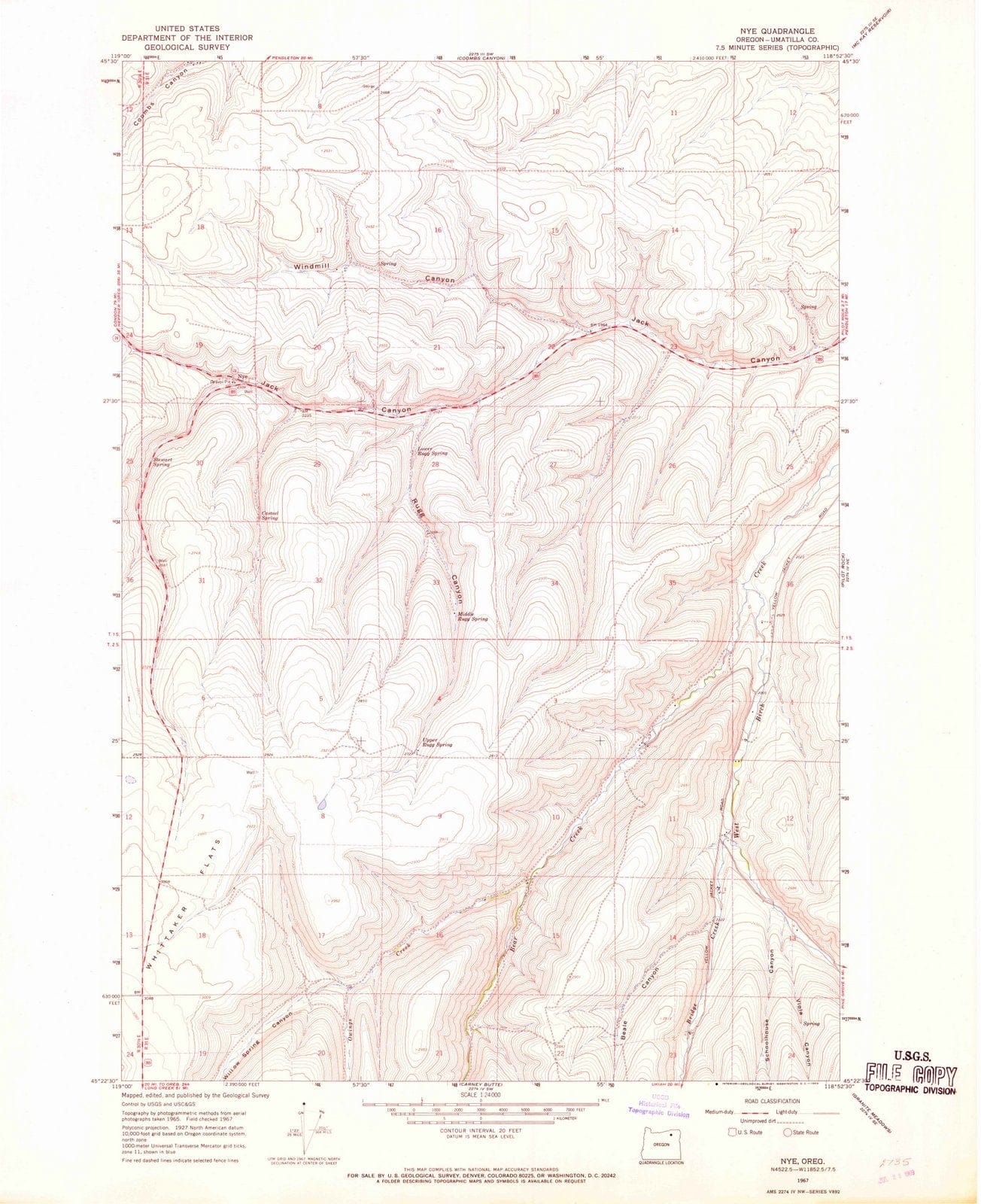 1967 Nye, OR - Oregon - USGS Topographic Map