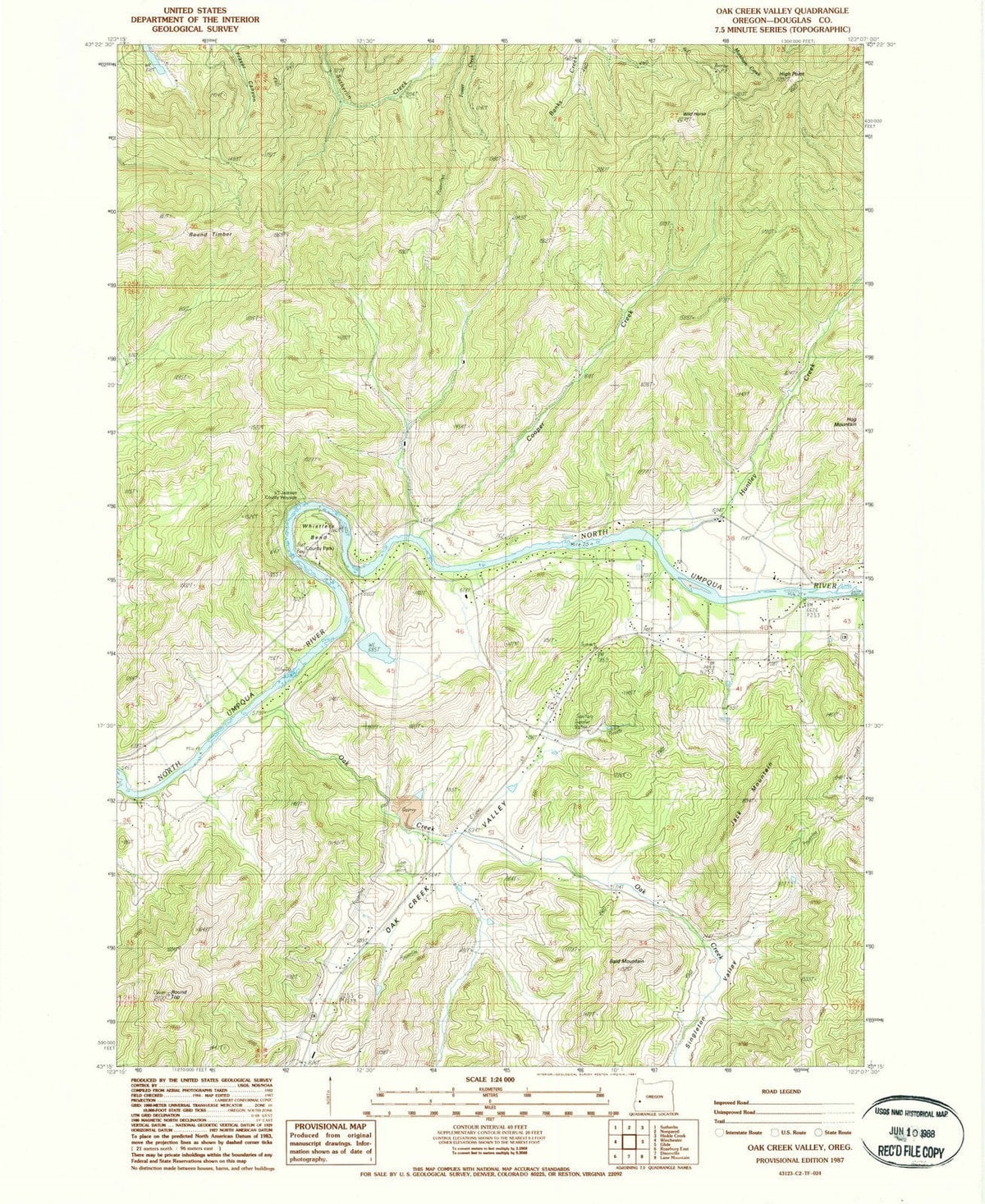 1987 Oak Creek Valley, OR - Oregon - USGS Topographic Map