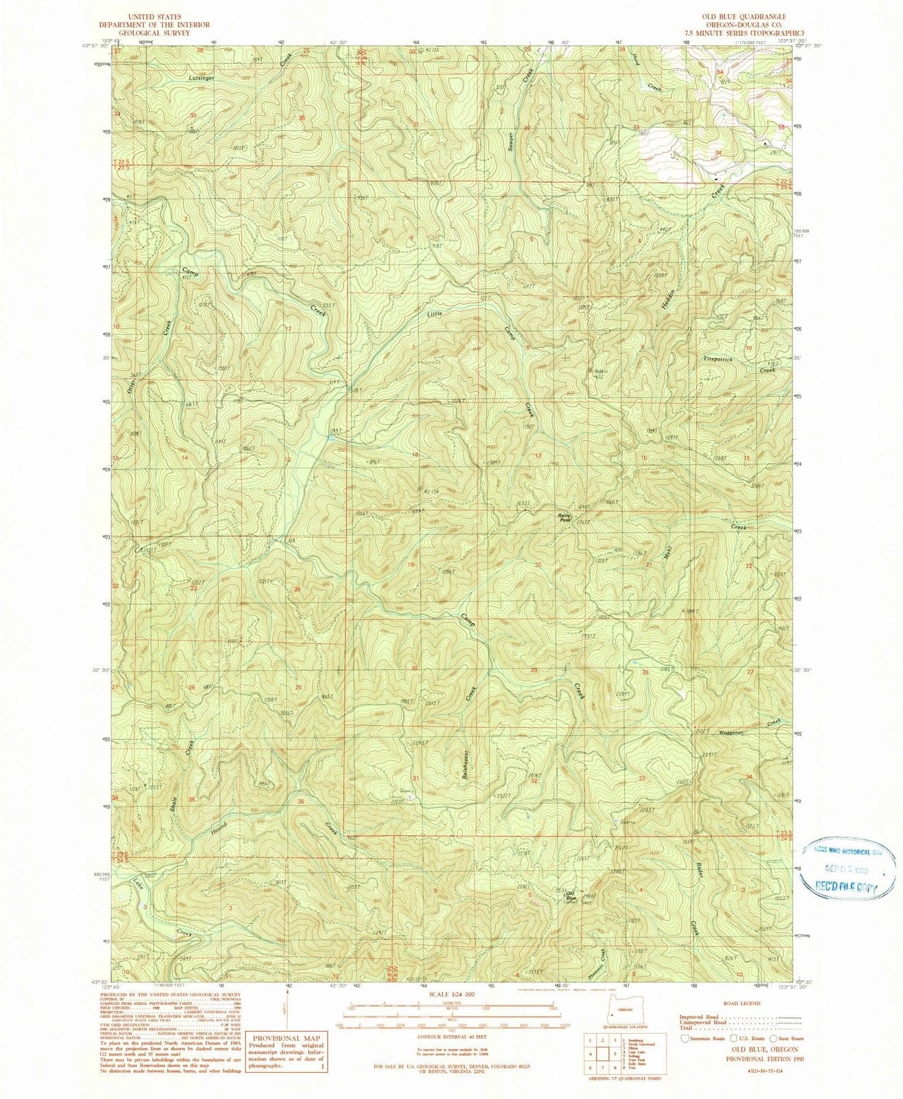 1990 Old Blue, OR - Oregon - USGS Topographic Map