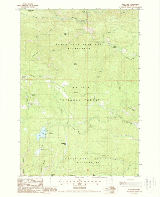 1988 Olive Lake, OR - Oregon - USGS Topographic Map