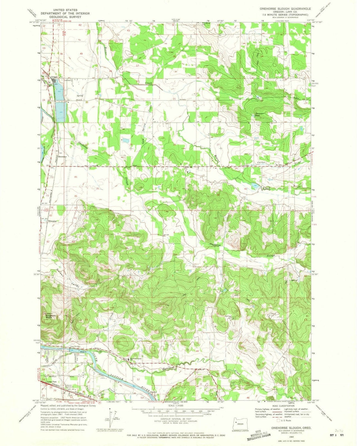 1969 Onehorse Slough, OR - Oregon - USGS Topographic Map