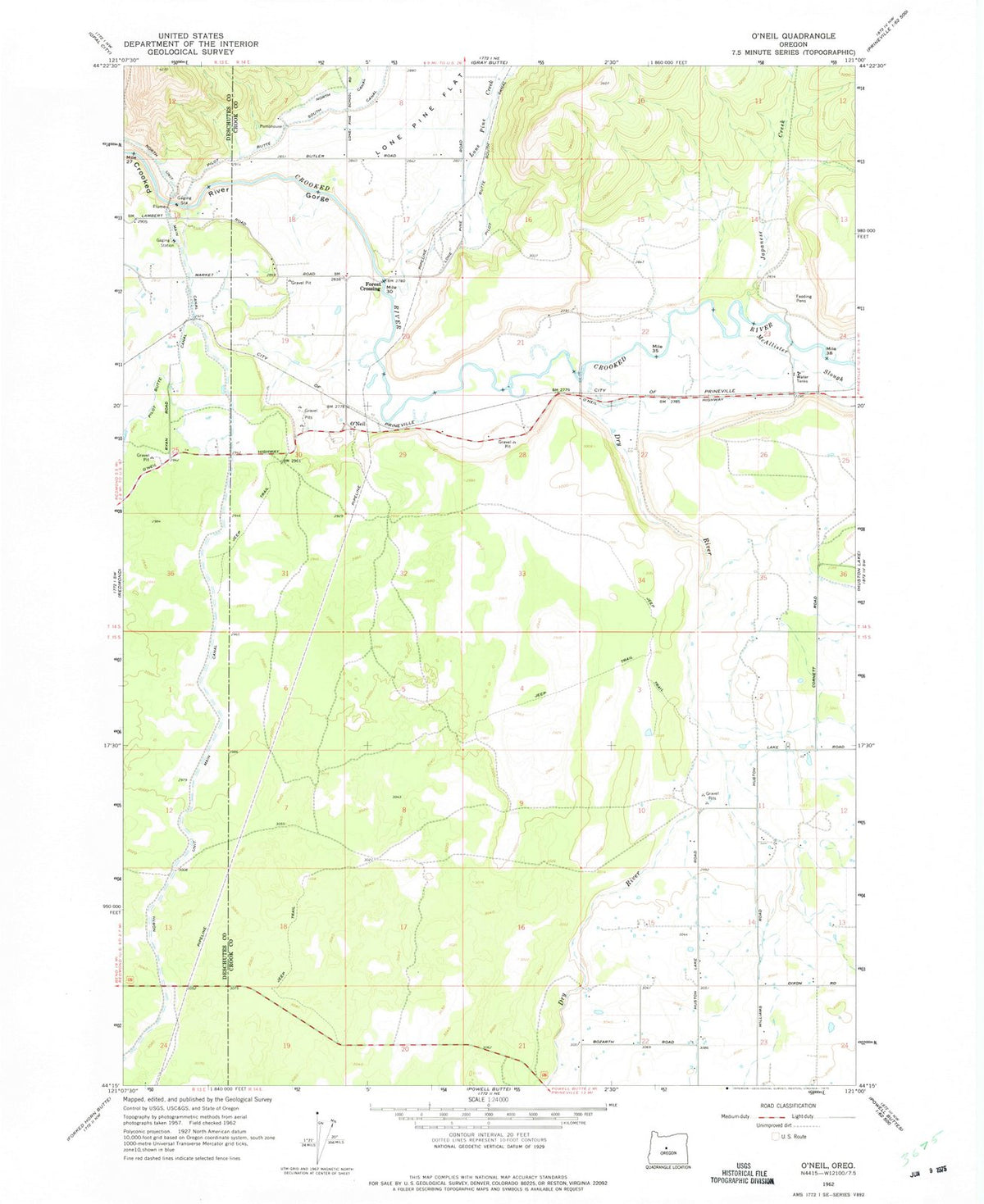 1962 Oneil, OR - Oregon - USGS Topographic Map