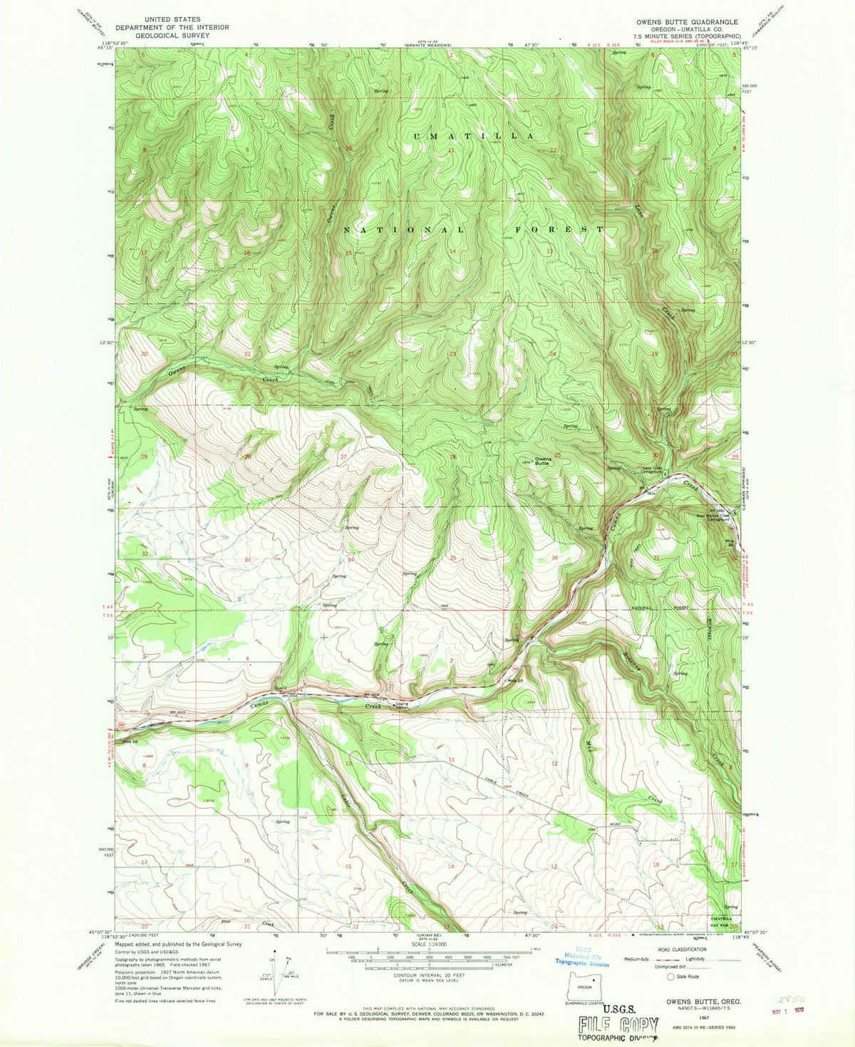 1967 Owens Butte, OR - Oregon - USGS Topographic Map