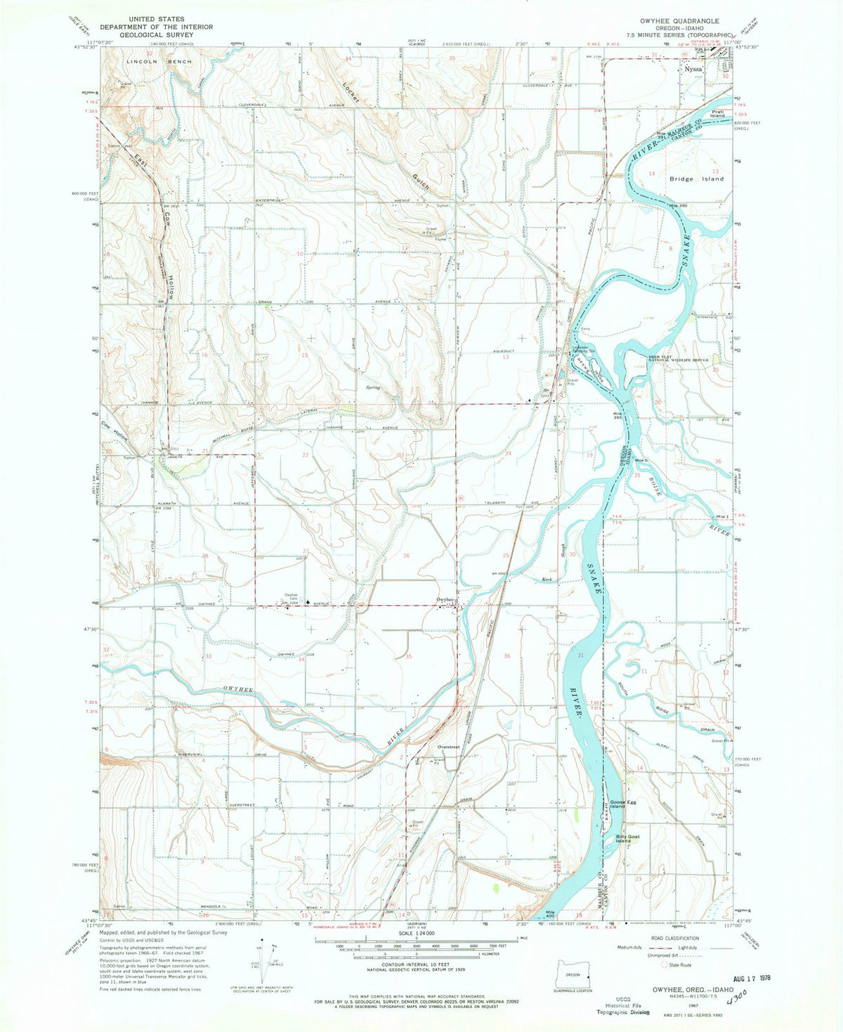 1967 Owyhee, OR - Oregon - USGS Topographic Map