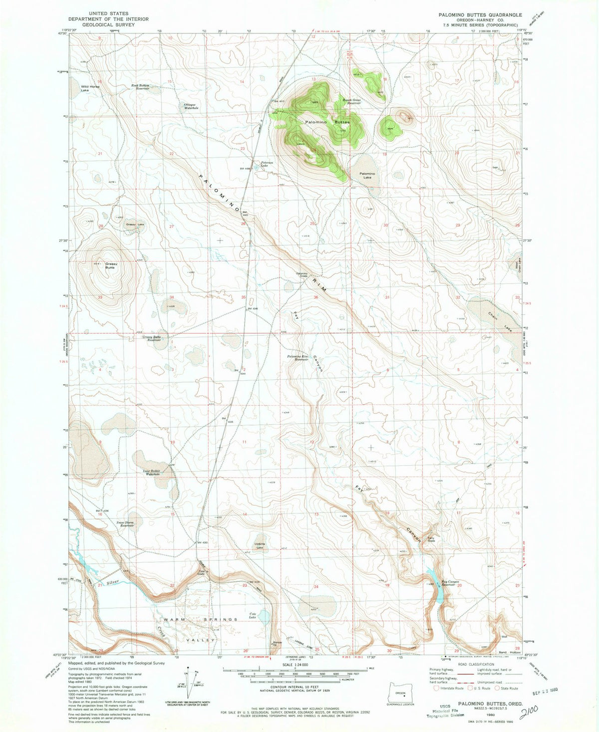 1980 Palomino Buttes, OR - Oregon - USGS Topographic Map