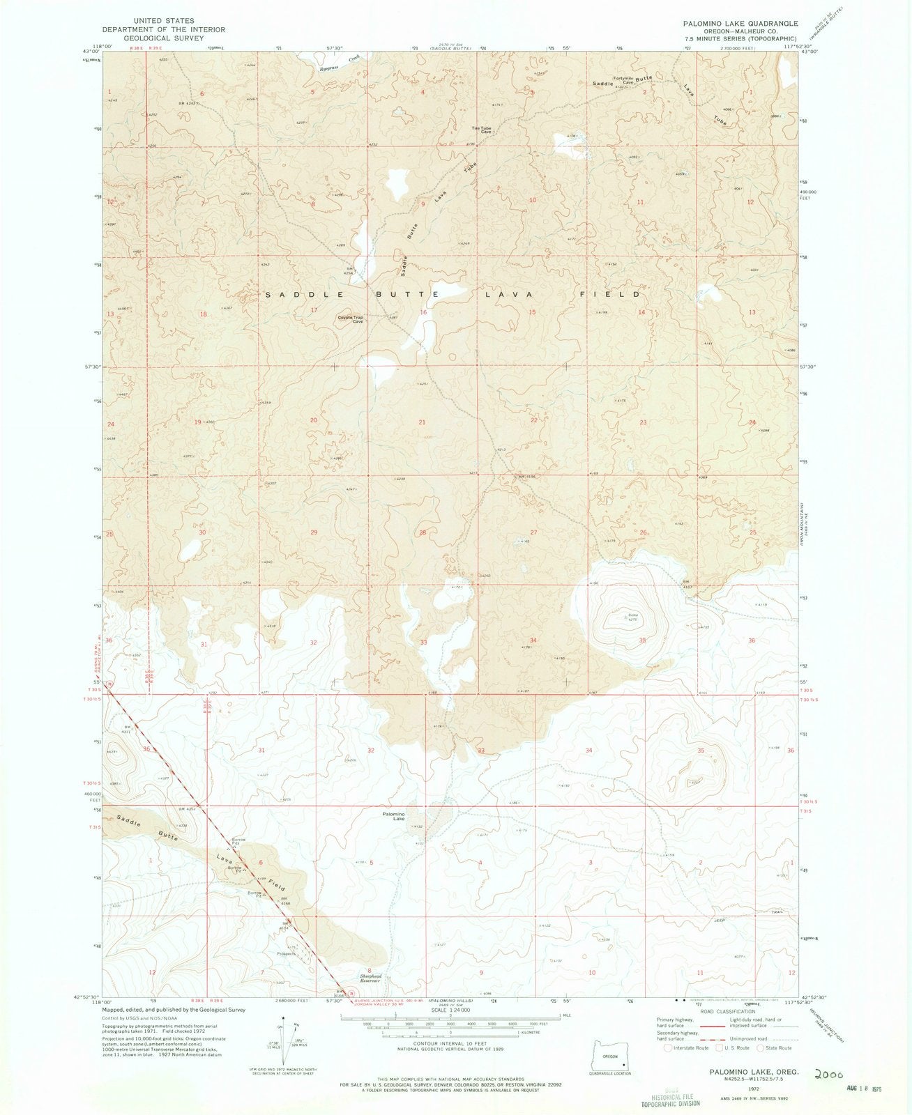 1972 Palomino Lake, OR - Oregon - USGS Topographic Map